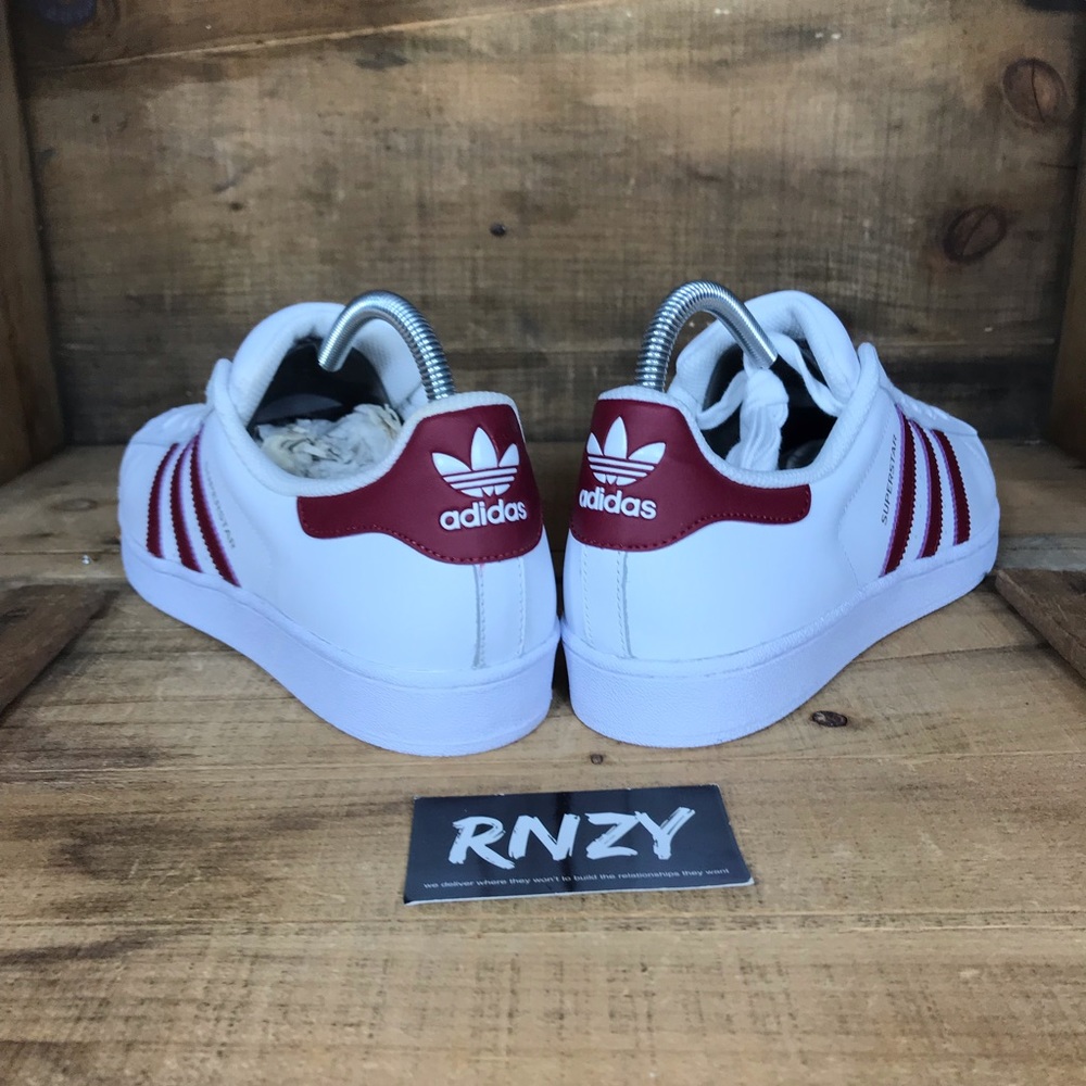 NEW Adidas Superstar Shell Toe White Red - Picture 4 of 6